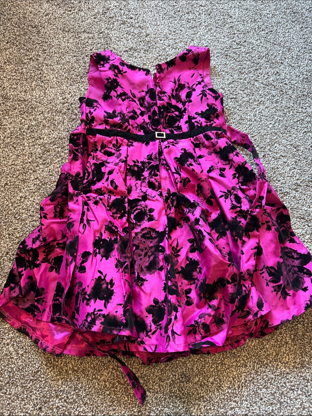 Jona Michelle Hot Pink and Black Floral Fit-and-Flare Dress